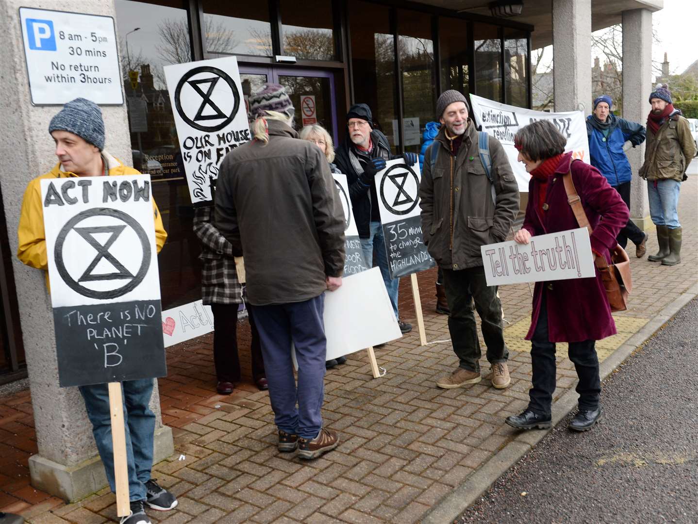 Extinction Rebellion protesters in front of Highland Council headquarters. Picture: Gary Anthony