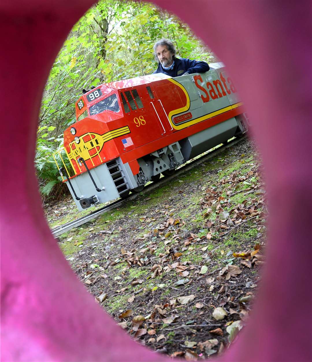The mini railway at Whin Park has had a record year of income which now all goes to Highland Hospice..Uncle Frank passes the pink elephant..Picture: Gary Anthony..