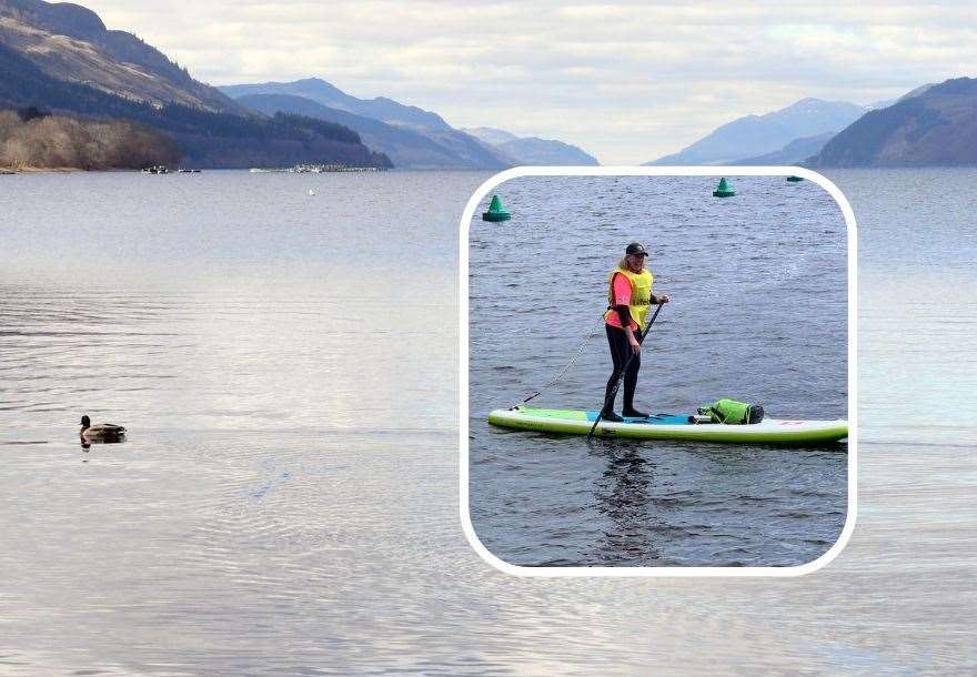 Morag Fraser begins her Loch Ness paddleboarding challenge.
