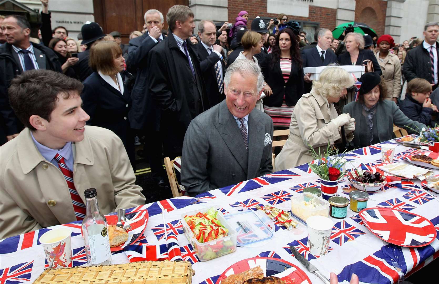 Charles and Camilla during a Big Jubilee Lunch in Piccadilly, London, in 2012 (Chris Jackson/PA)