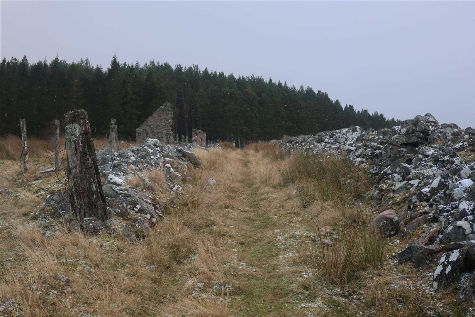 Wade's road passes ruins at Ortunan.