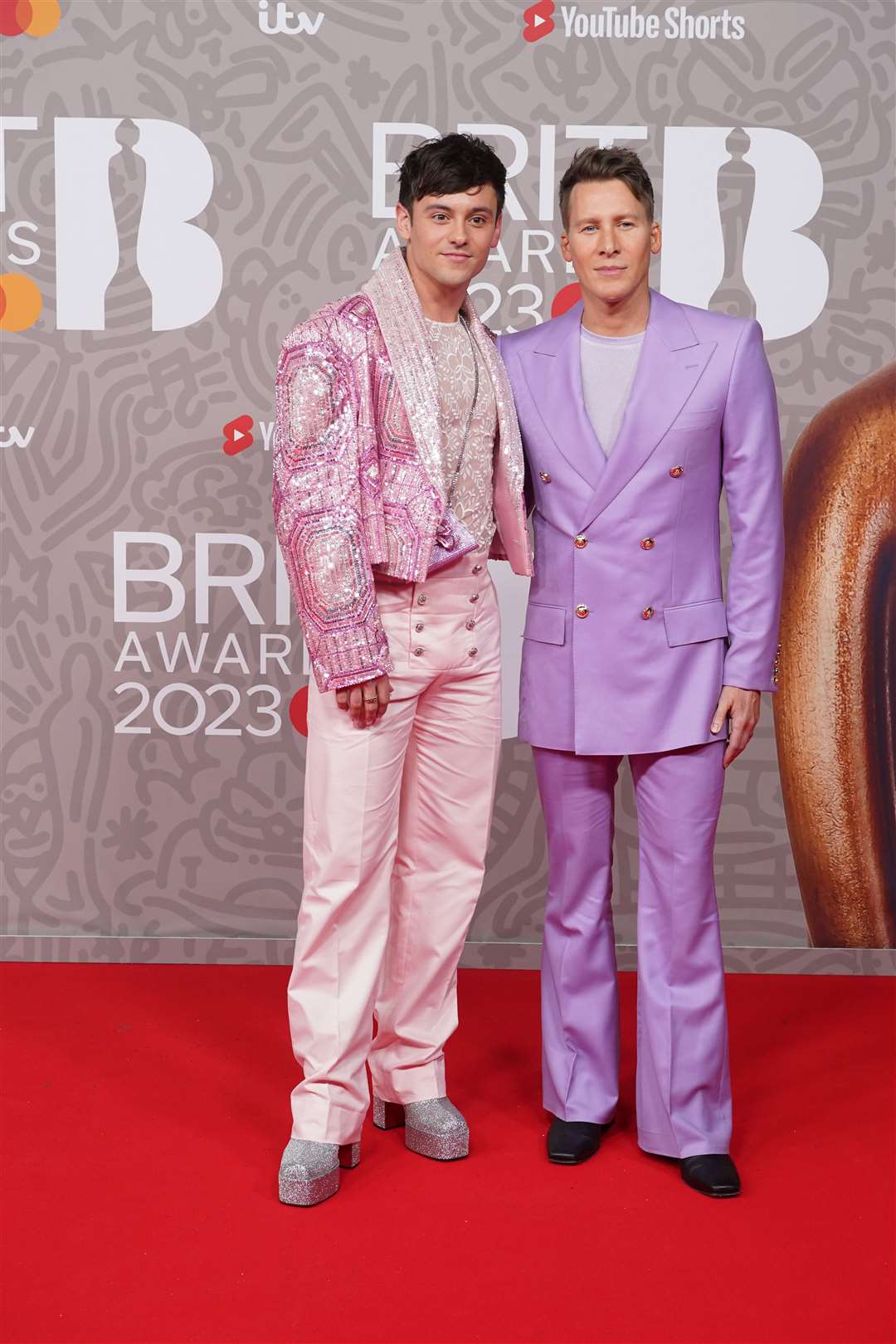 Tom Daley and Dustin Lance Black attending the Brit Awards 2023 at the O2 Arena in London (Ian West/PA)