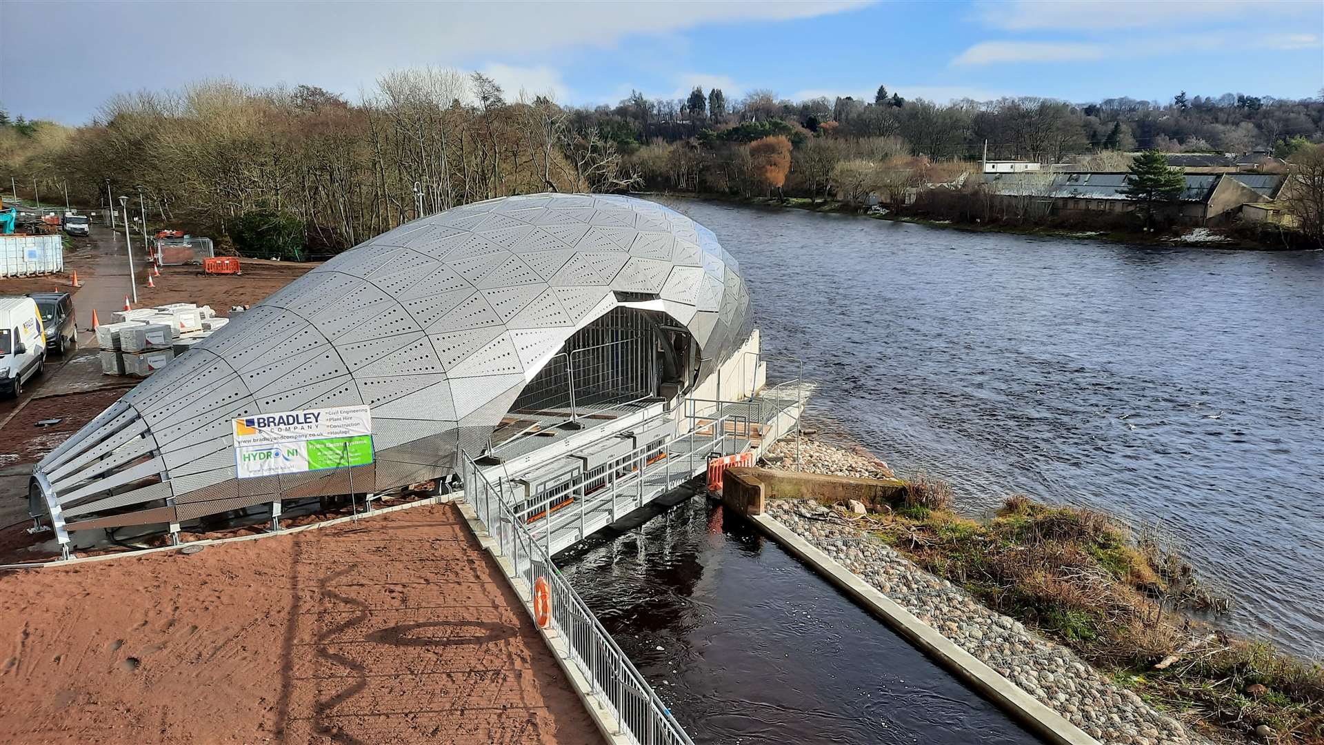 The new Hydro Ness project under construction beside the River Ness.