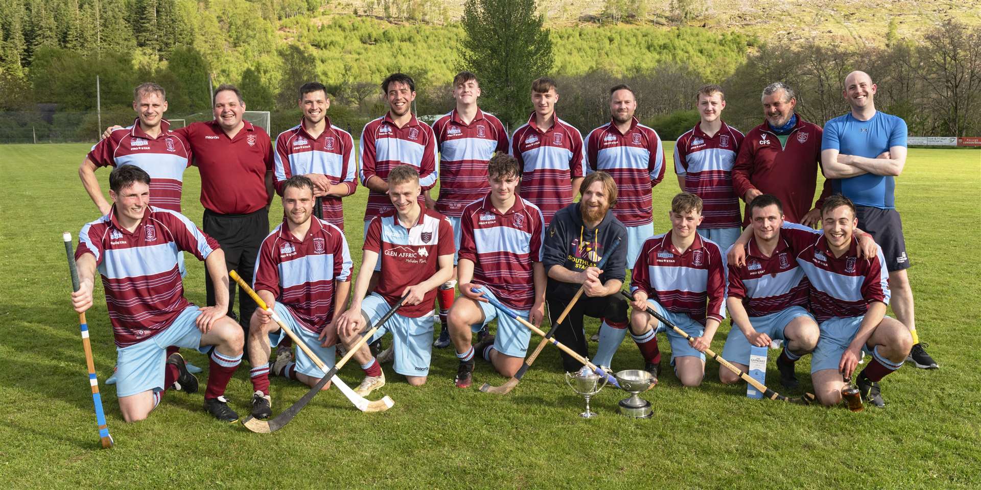 The victorious Strathglass team after winning The Macdonald Cup 2021, Strathglass v Glenurquhart, played at Cannich, under strict Covid protocols.