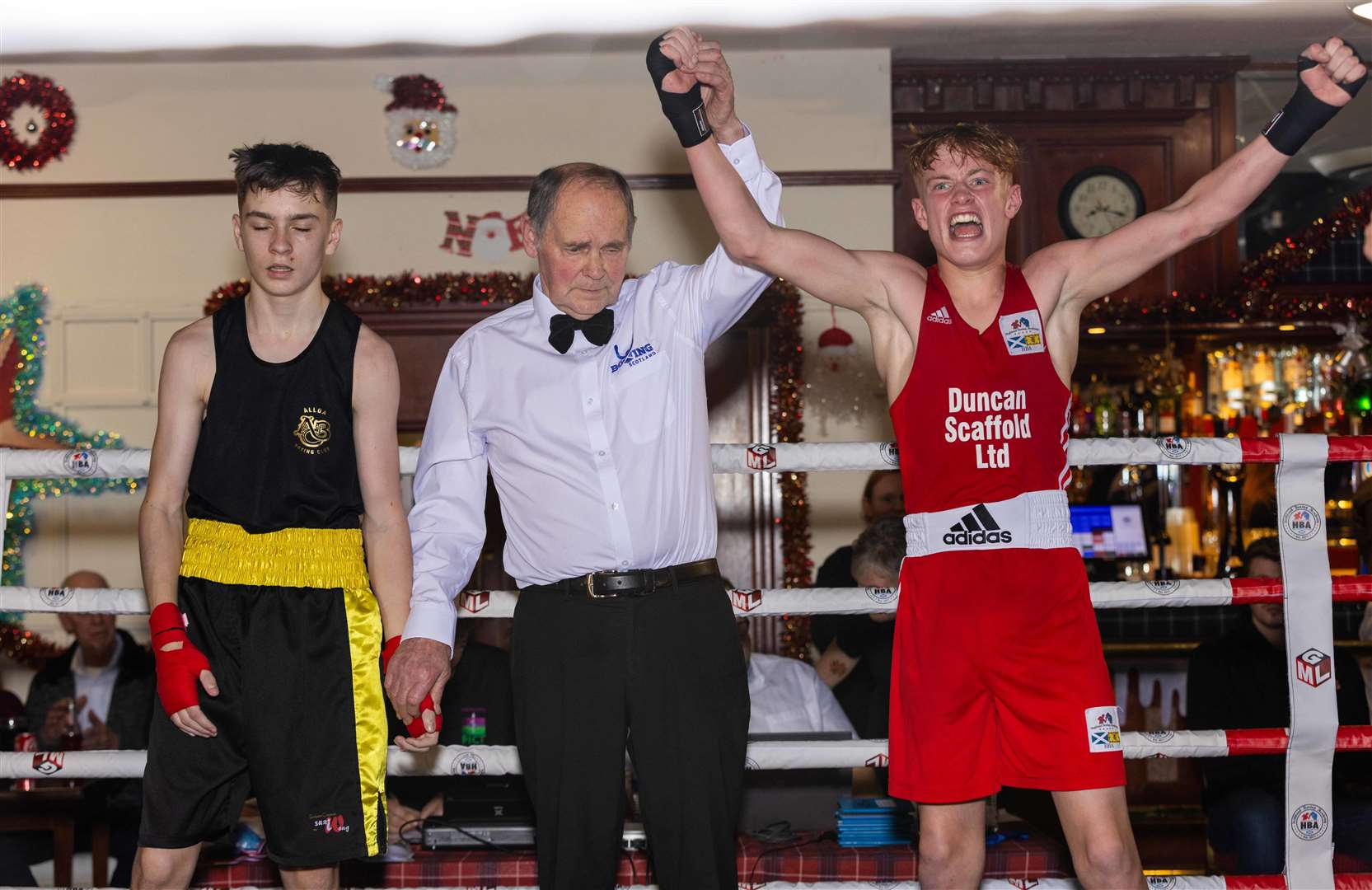 Highland Boxing Academy's Rio Peden scored an impressive unanimous win over Alloa's Leon Hutchison at HBA's show at the British Legion. Picture: David Rothnie