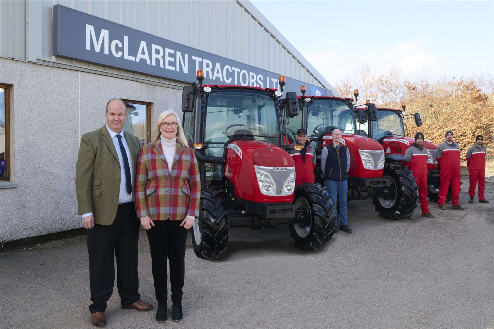 George and Fiona McLaren with the team from McLaren Tractors, sponsor of the public servant of the year award.