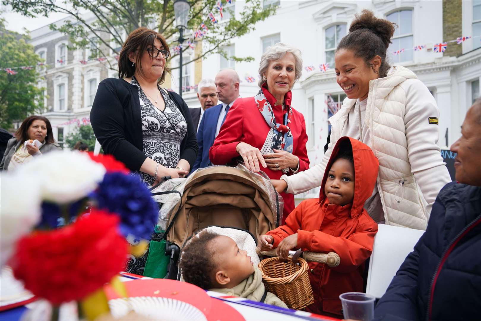 The Duchess of Gloucester attended a Big Help Out event outside St Mark’s Coptic Orthodox Church in Kensington, where young volunteers were also hosting a coronation street party (James Manning/PA)