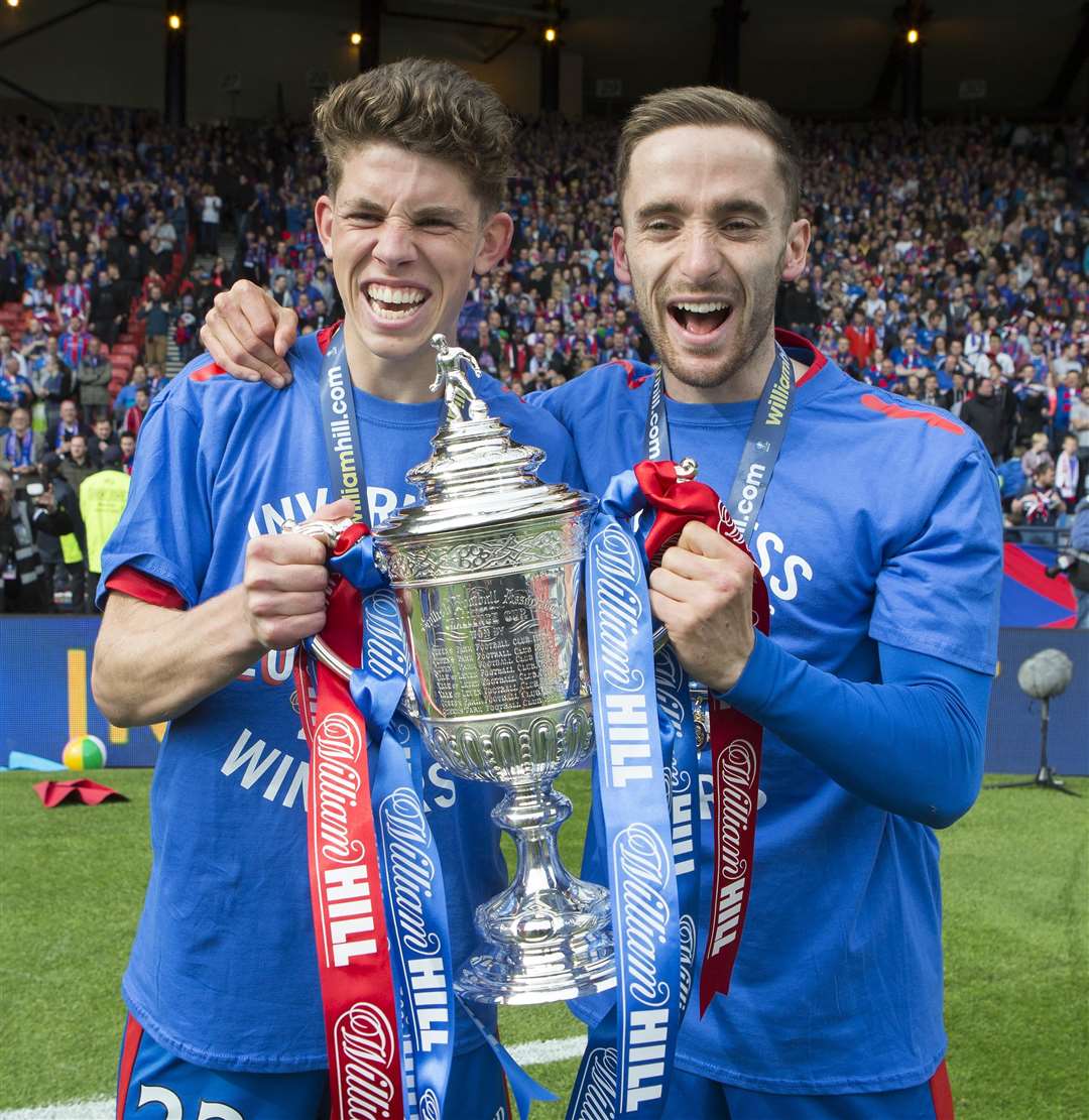 Inverness players Ryan Christie and Nick Ross with the Scottish Cup in 2015.