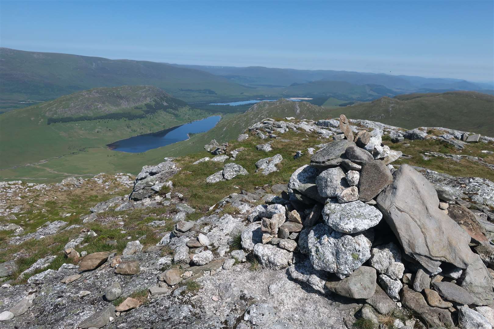 Lochan na H-earba and Loch Laggan seen from the top of Creag Pitridh, the final Munro of the day.