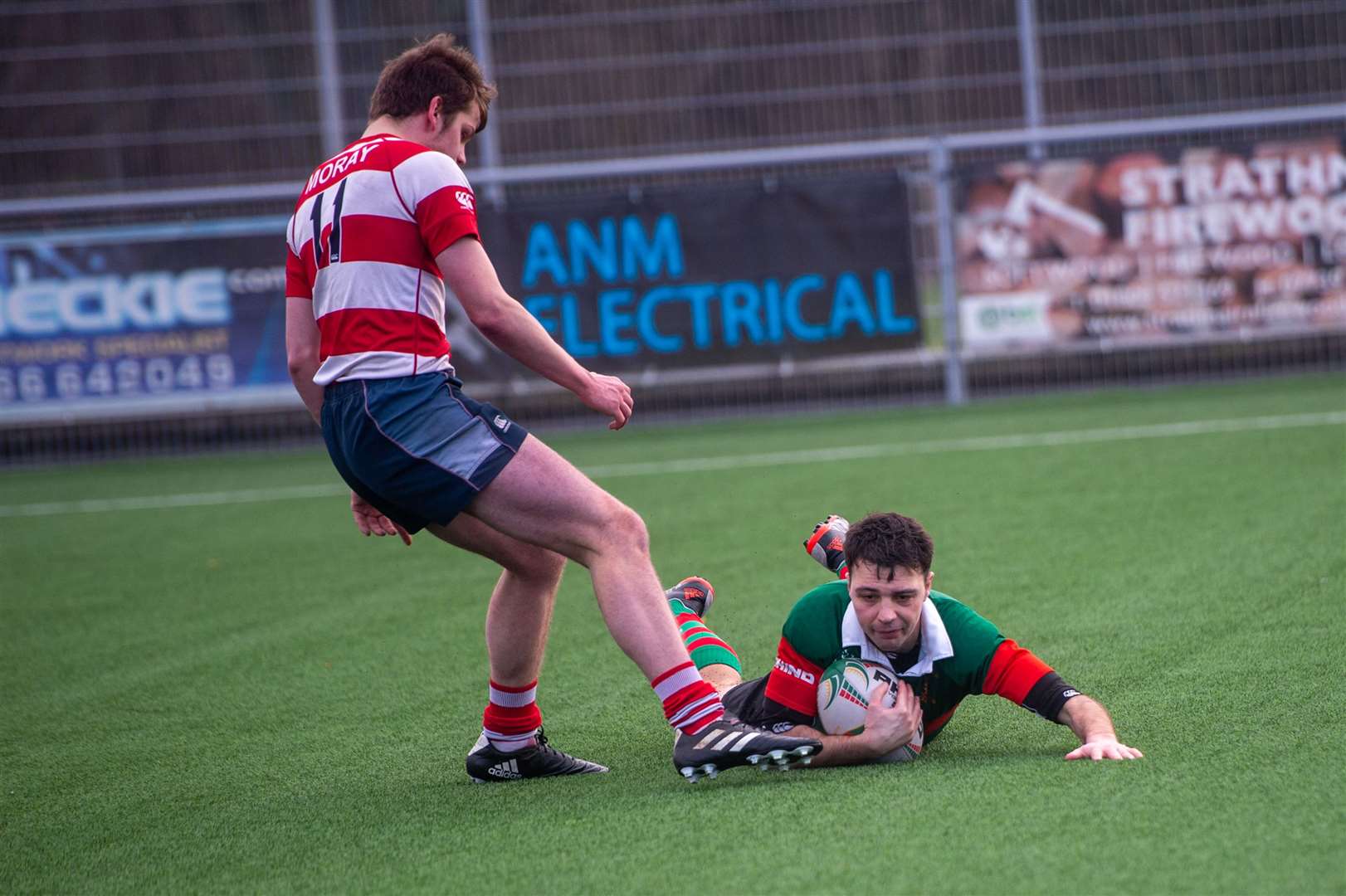 Highland RFC v Moray, Highland Rugby Club, Canal Park, Inverness...Ruaridh MacDonald gets the first try for Highland...Picture: Callum Mackay..
