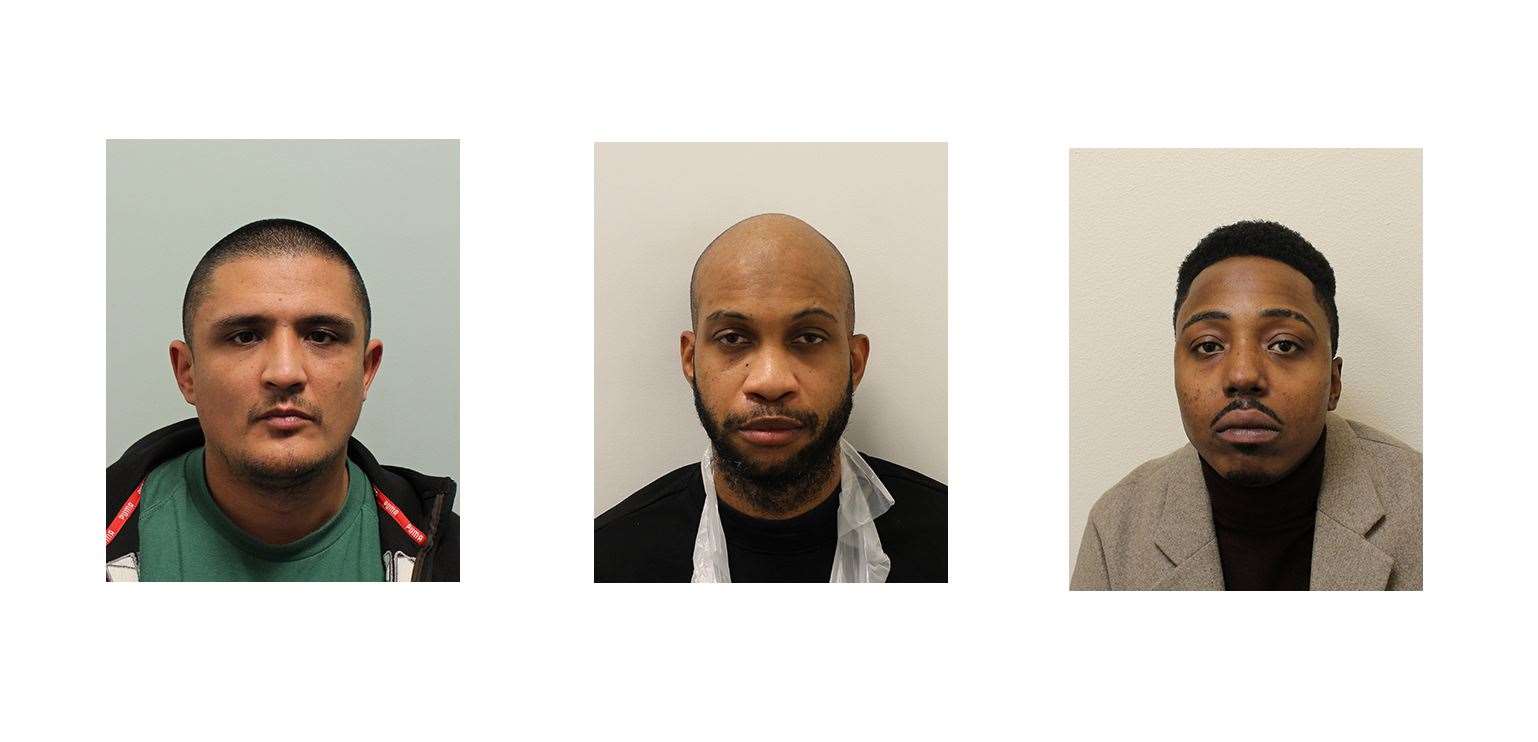 (L to R) Esteven-Alexis Pino-Munizaga, Claude Isaac and Clifford Rollox who have been convicted at Southwark Crown Court in connection with the murder of Flamur Beqiri (Metropolitan Police/PA)