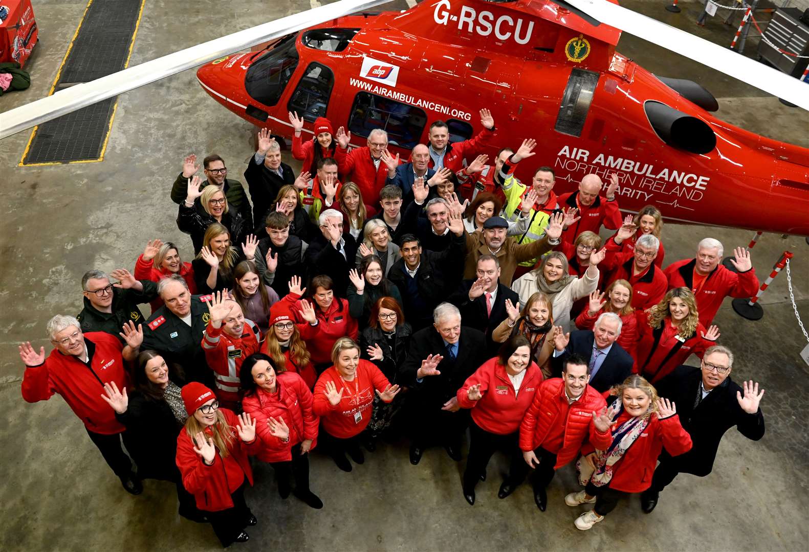 Prime Minister Rishi Sunak at the headquarters of Air Ambulance Northern Ireland in Co Antrim (Carrie Davenport/PA)