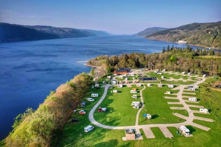 The campsite sits right by the shores of the Loch Ness