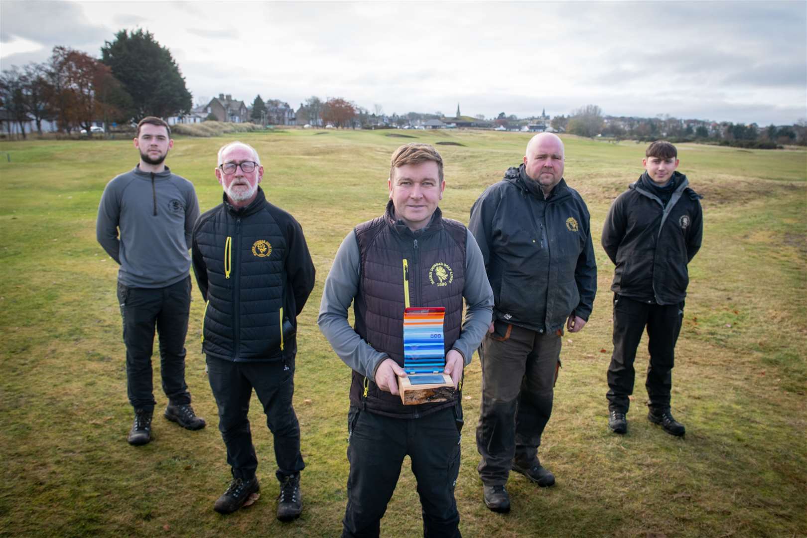 Nathan Grant - Apprentice Greenkeeper, Donald Forbes - Course Labourer, Richard Johnstone - Course Manager,.Graham Burnett - Deputy Course Manager and Ryan Knox - Assistant Greenkeeper..Not pictured Michael McInnes - Assistant Greenkeeper..Picture: Callum Mackay..