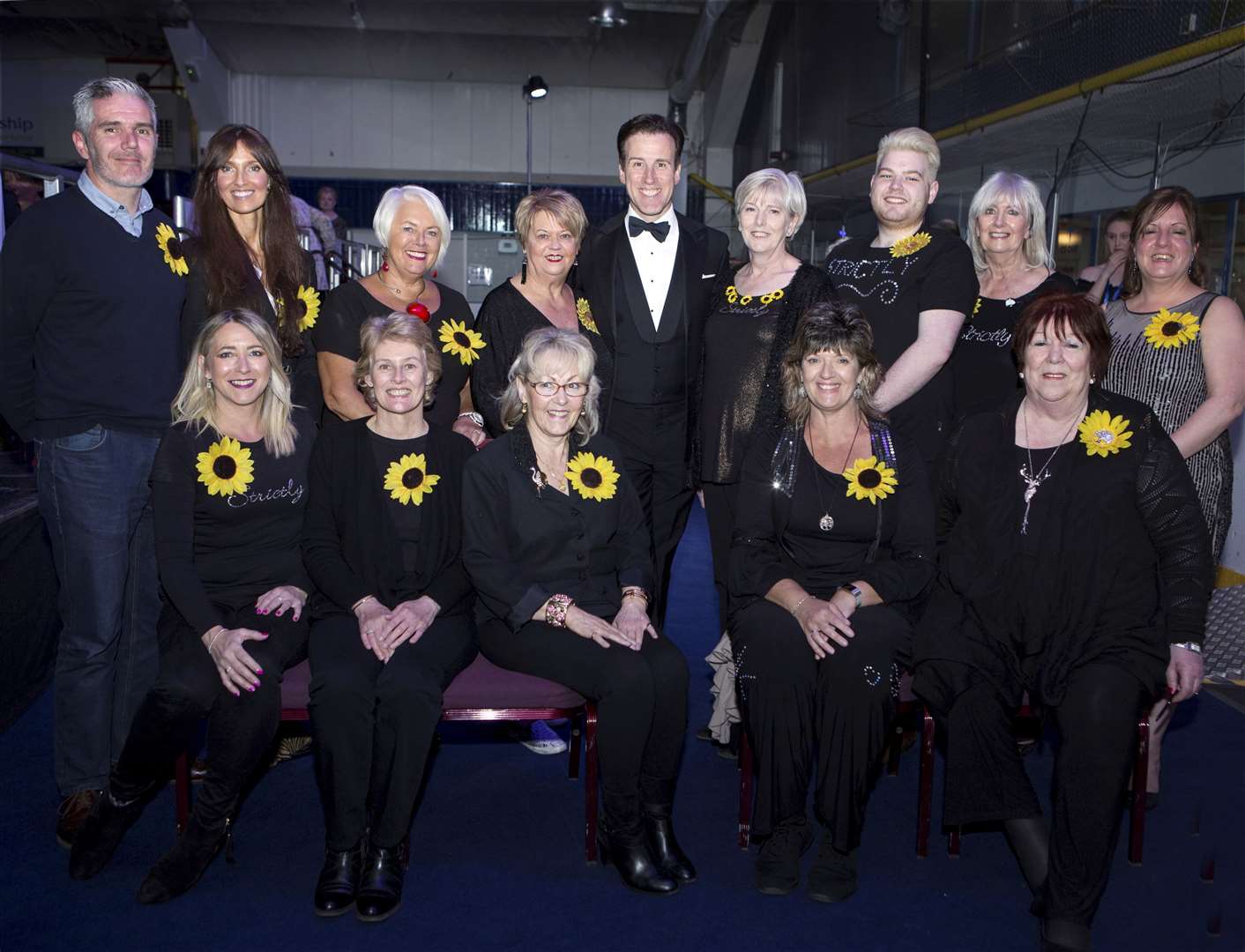 Hospice volunteers with Anton du Beke (centre) at this year's final. Pic: Gary Anthony