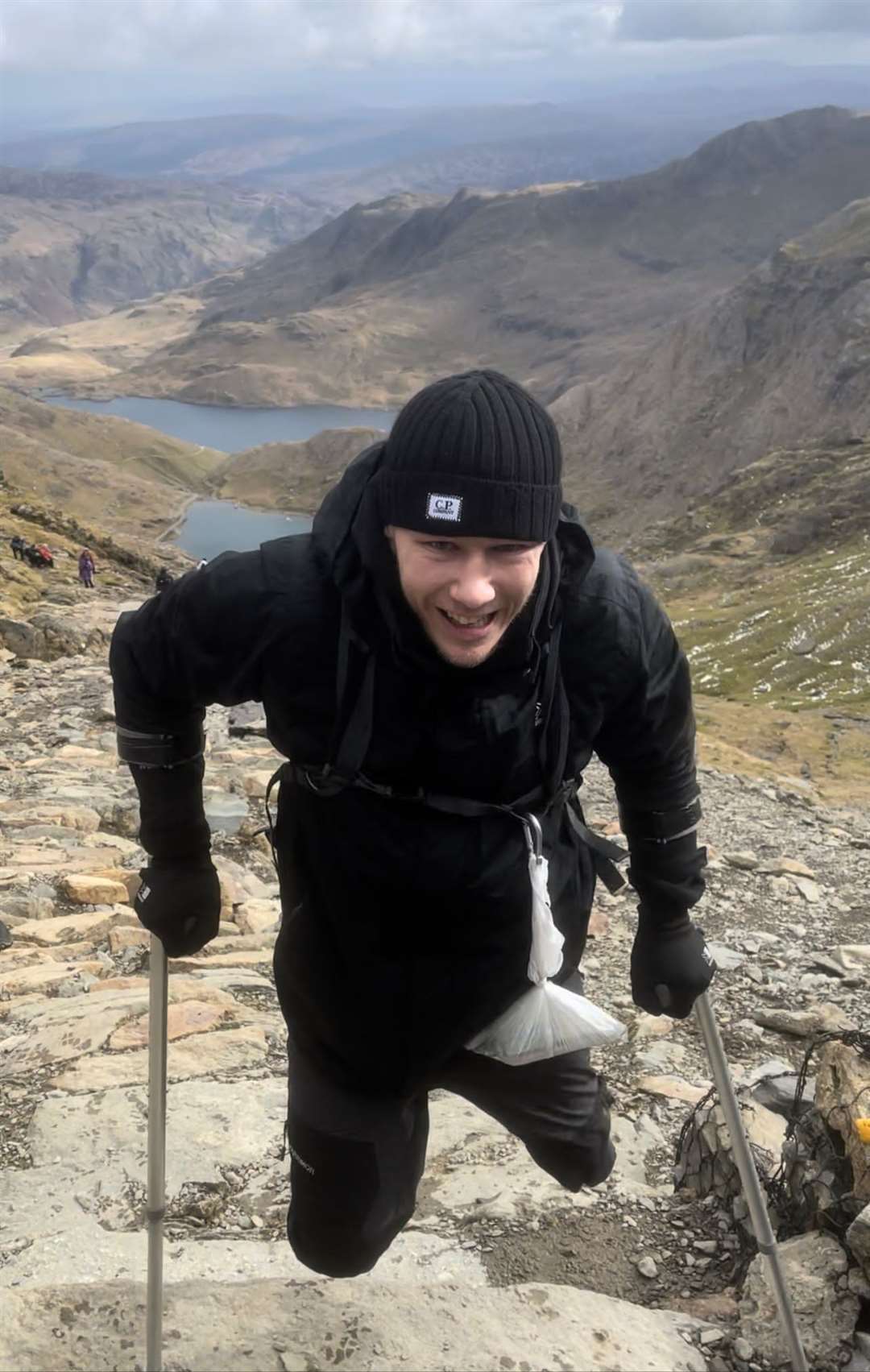 Matt Edwards crutched himself to the Snowdon summit and back (Matt Edwards/PA)