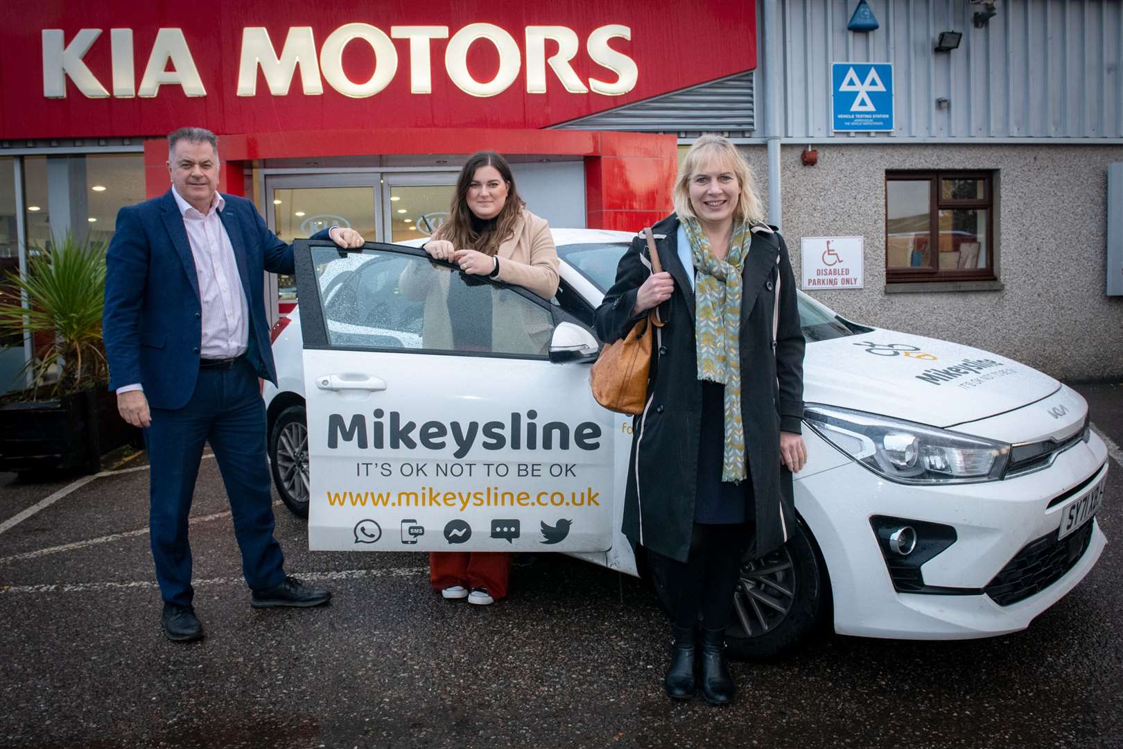 Sales director Jim Mackenize with Mikeysline’s Katie Melville and Emily Stokes.