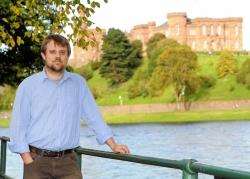 Highland Council archaeologist Andrew Puls at the River Ness which is major reason for early settlements in area.