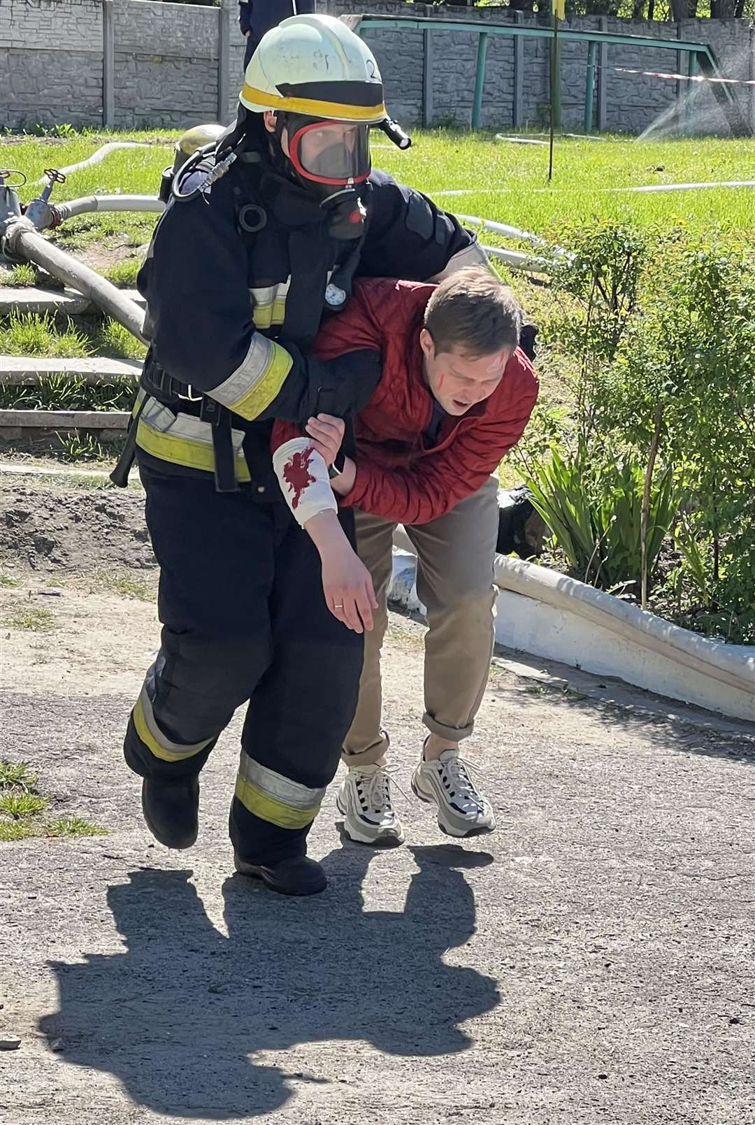 Training local firefighters in Ukraine.