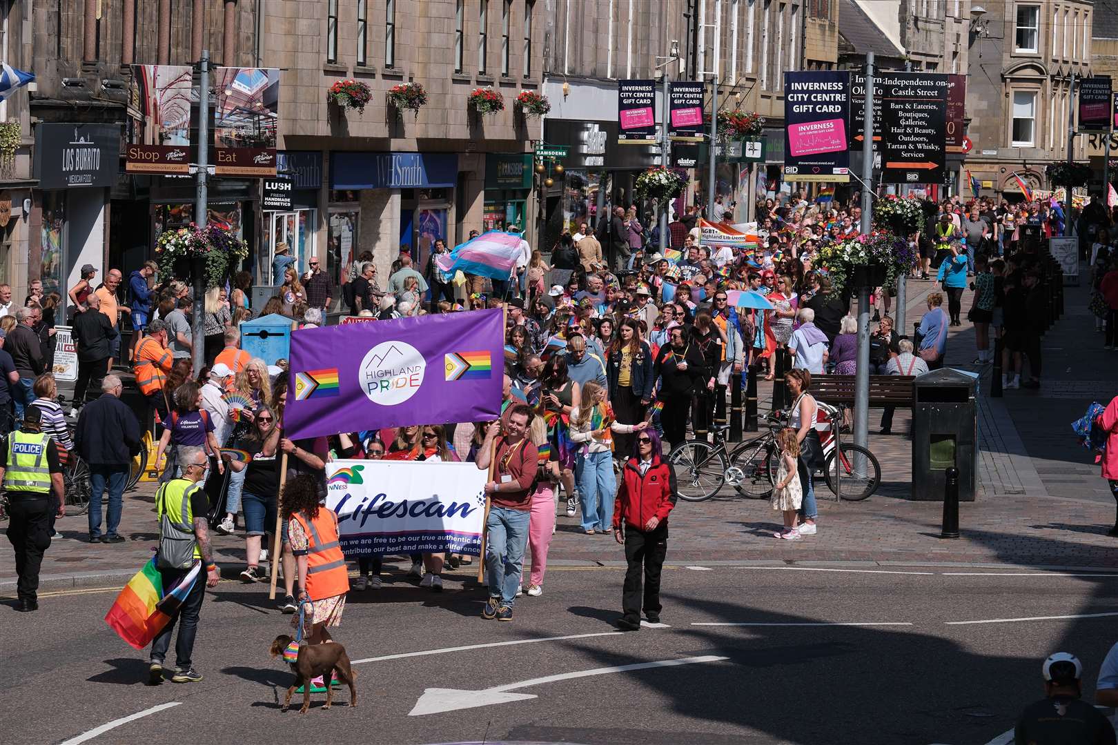Highland Pride 2023: Around 1200 people took part in the Pride march through Inverness. Picture: Alexander Williamson