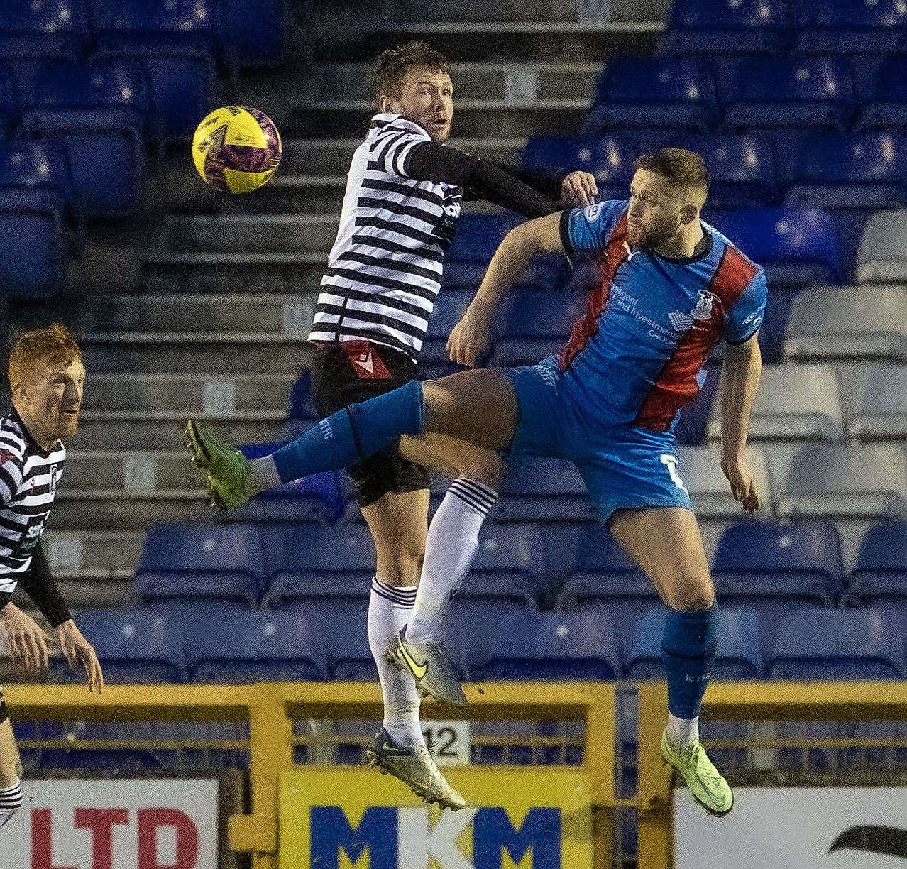 Danny Devine led Caley Thistle's defensive efforts with two crucial blocks to prevent goals. Picture: Ken Macpherson
