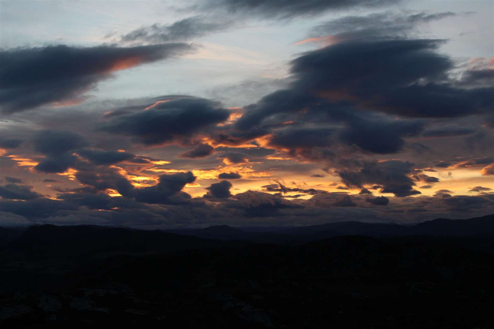 A dramatic sky at sunset from Stac Gorm.