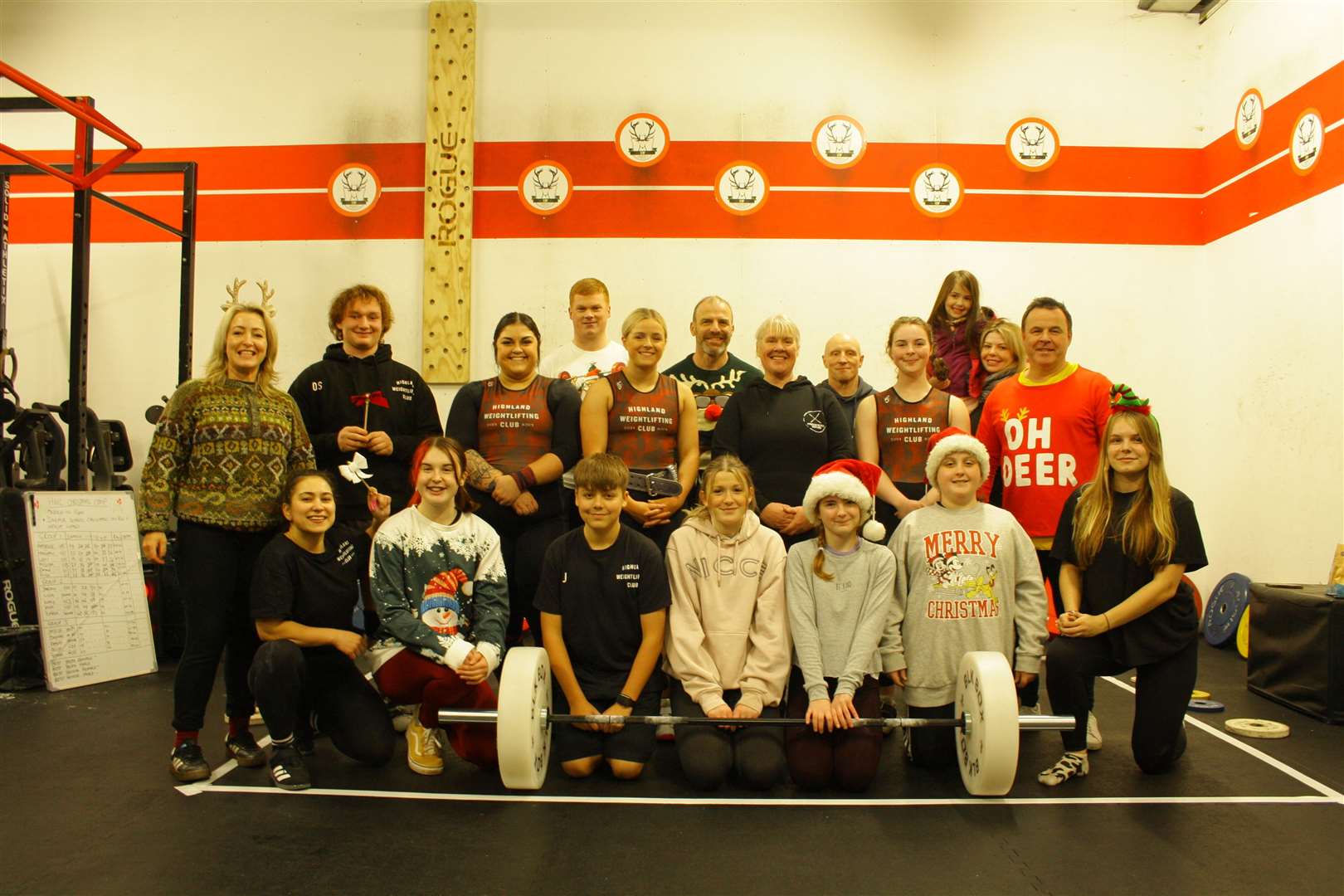 A group shot of the club's members at the Christmas fun competition.