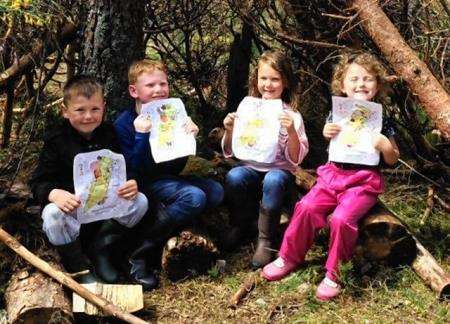 Connor, Christopher, Lily and Lacey at the mini orienteering day which took place in School Wood in Farr, near Inverness.