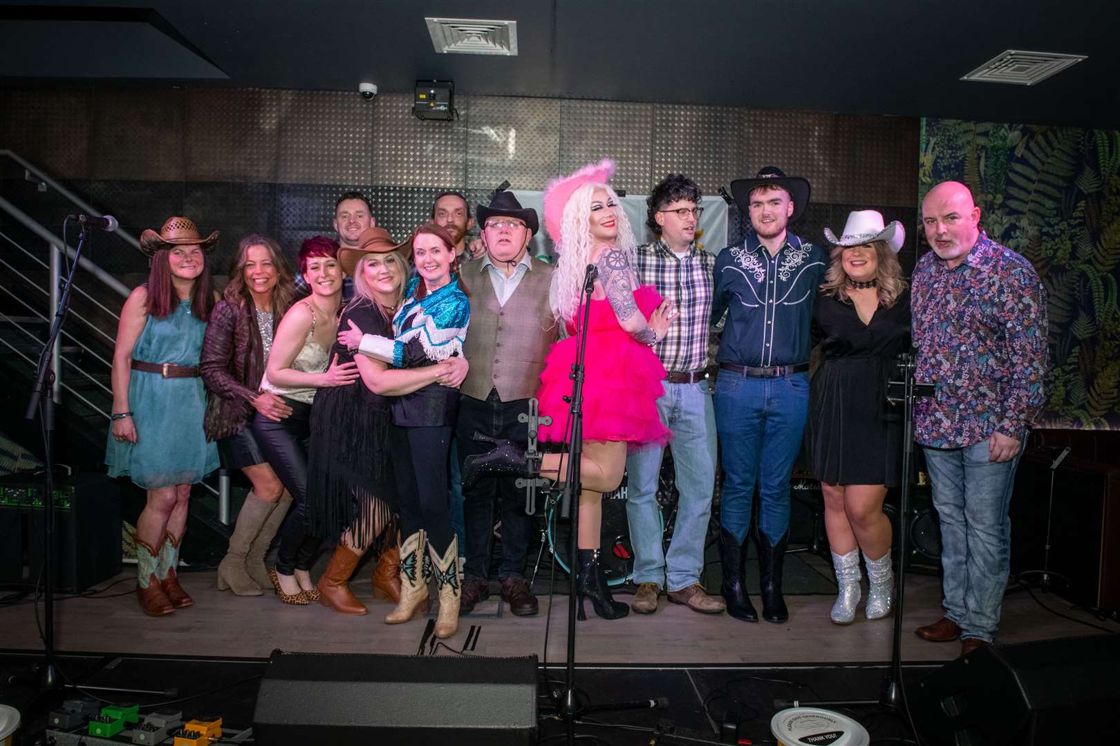 Liam Christie (far right) with all the performers. Picture: Callum Mackay..