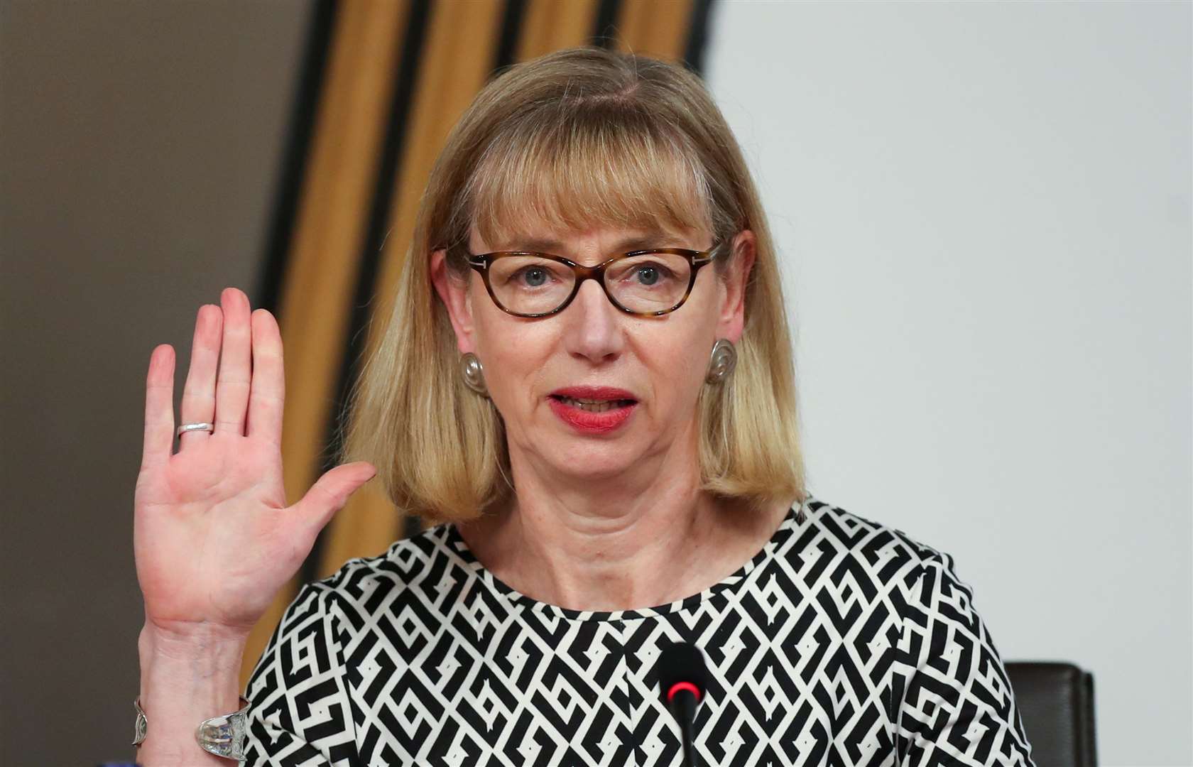 Permanent Secretary Leslie Evans gives evidence to the Scottish Parliament committee examining the handling of harassment allegations (Russell Cheyne/PA)