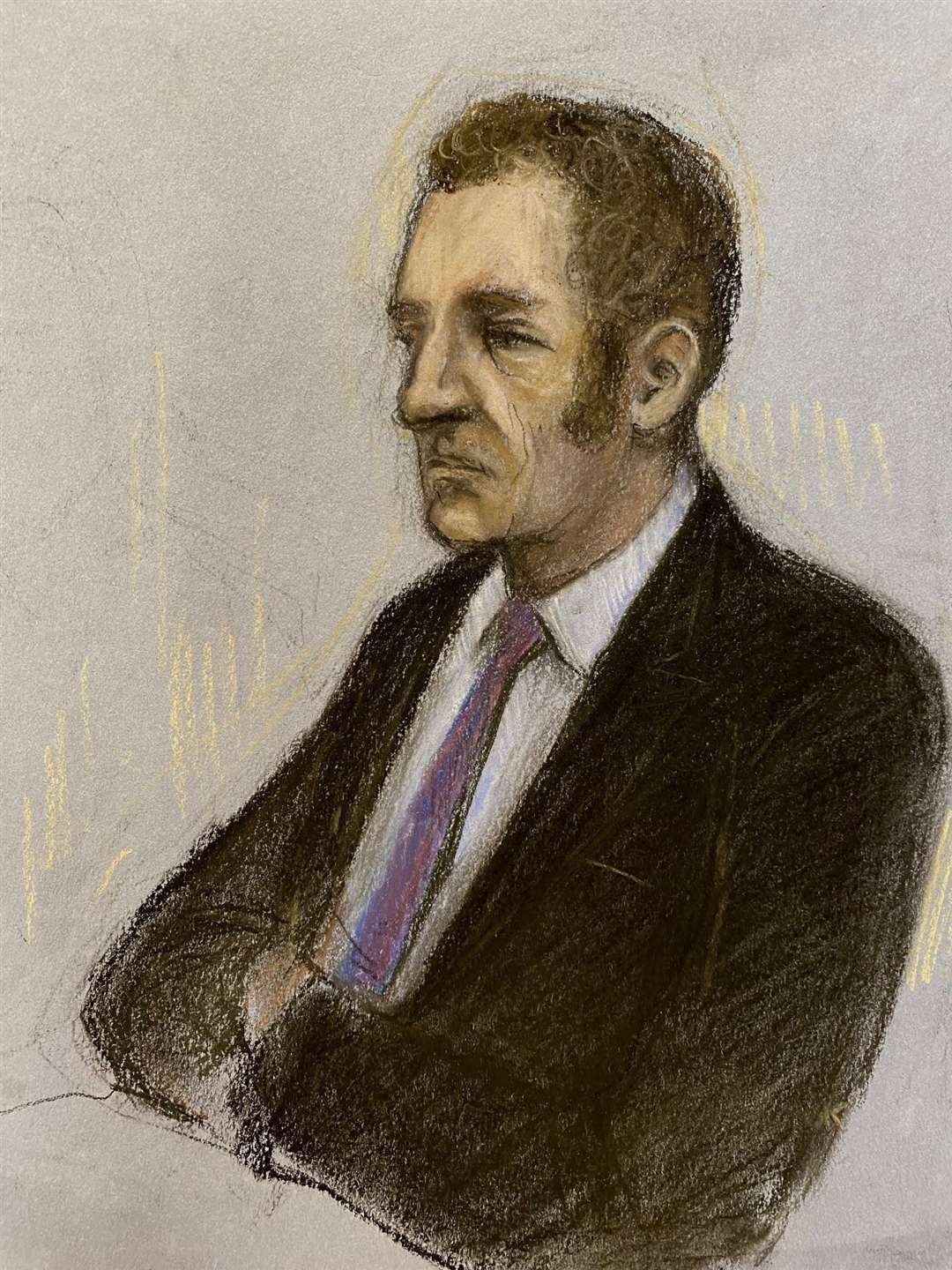 Court artist sketch of Carrick (Elizabeth Cook/PA)