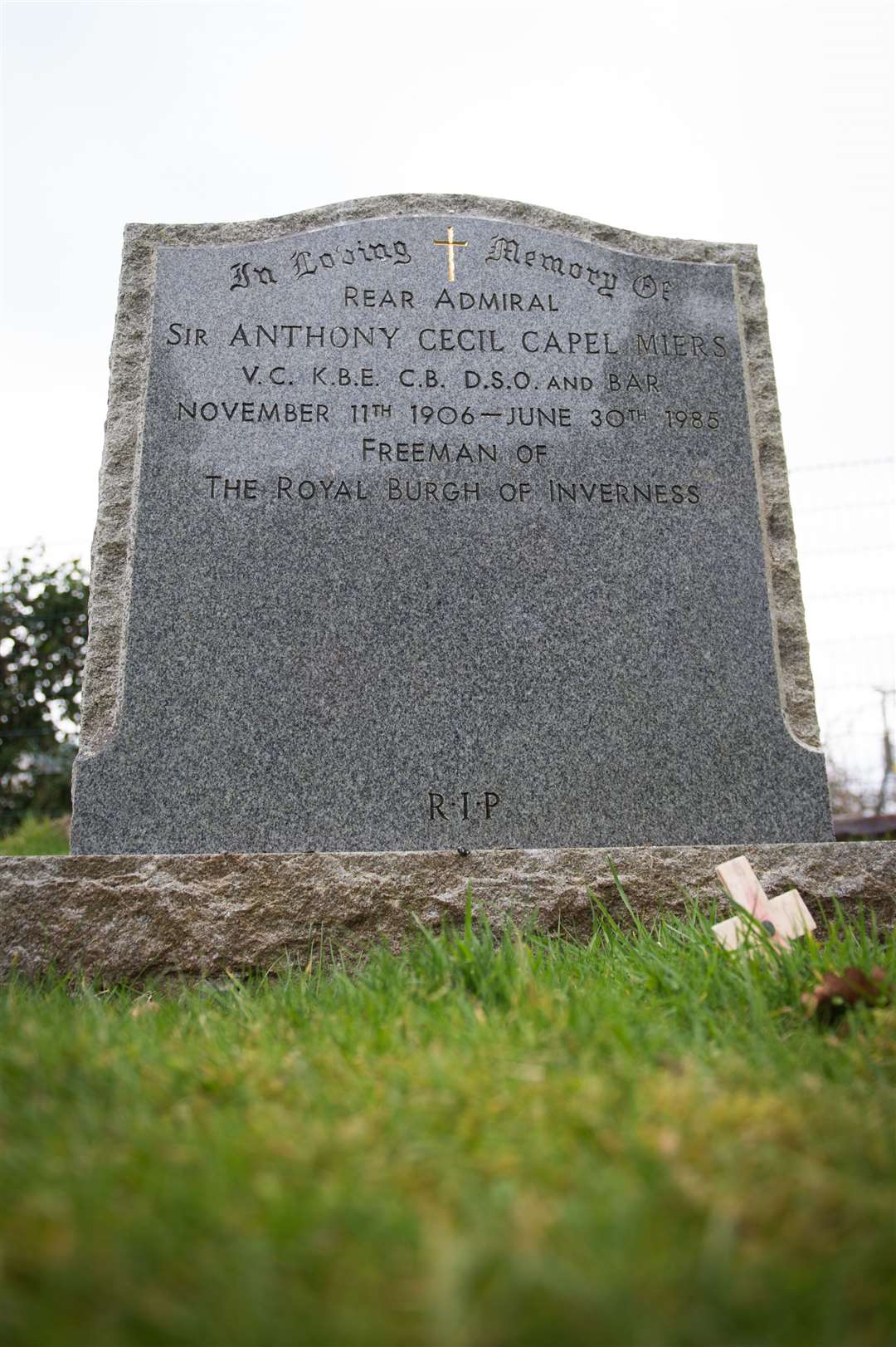 The final resting place of Sir Anthony Cecil Capel Miers in Tomnahurich Cemetery, Inverness.