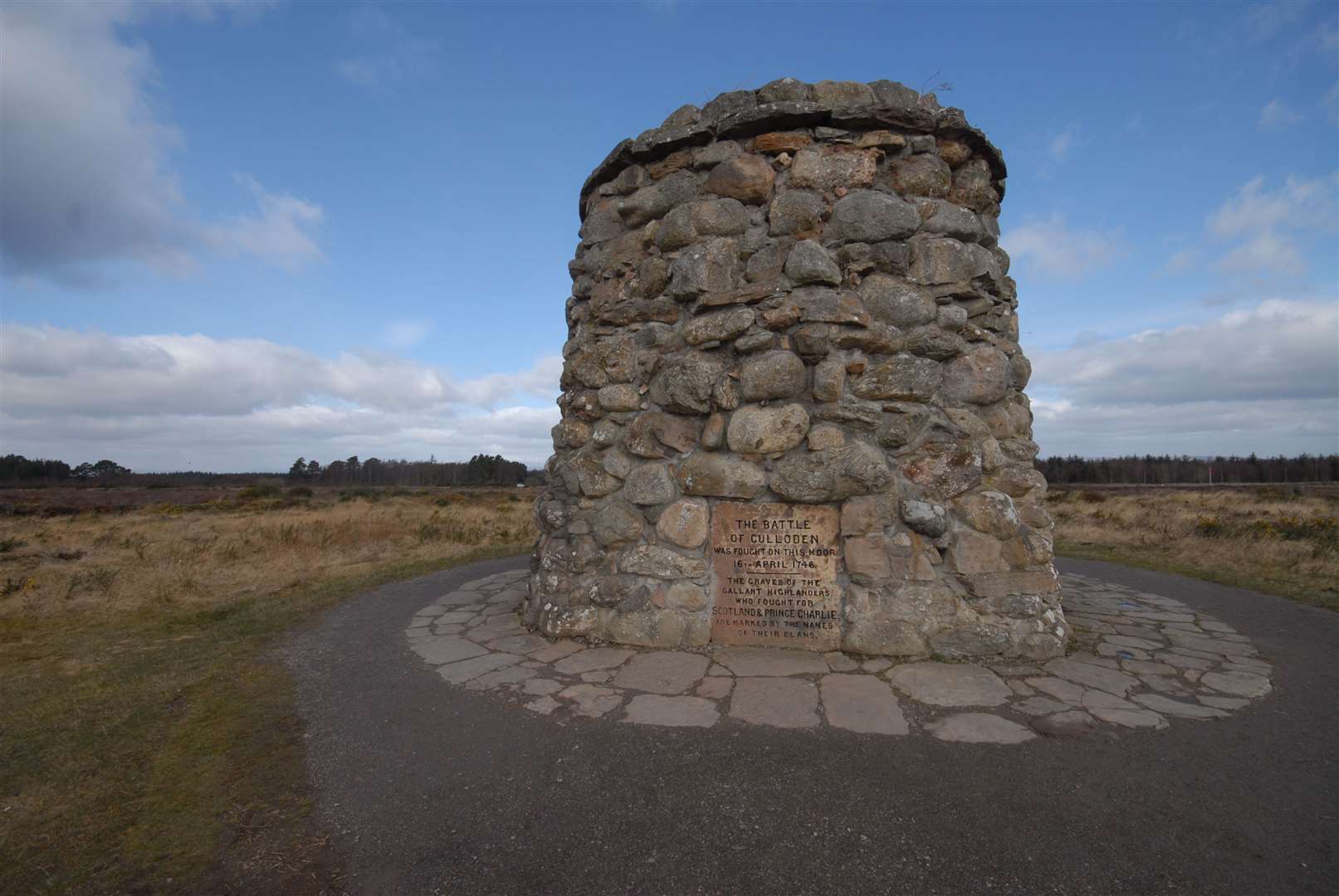 The memorial cairn at Culloden Battlefield.