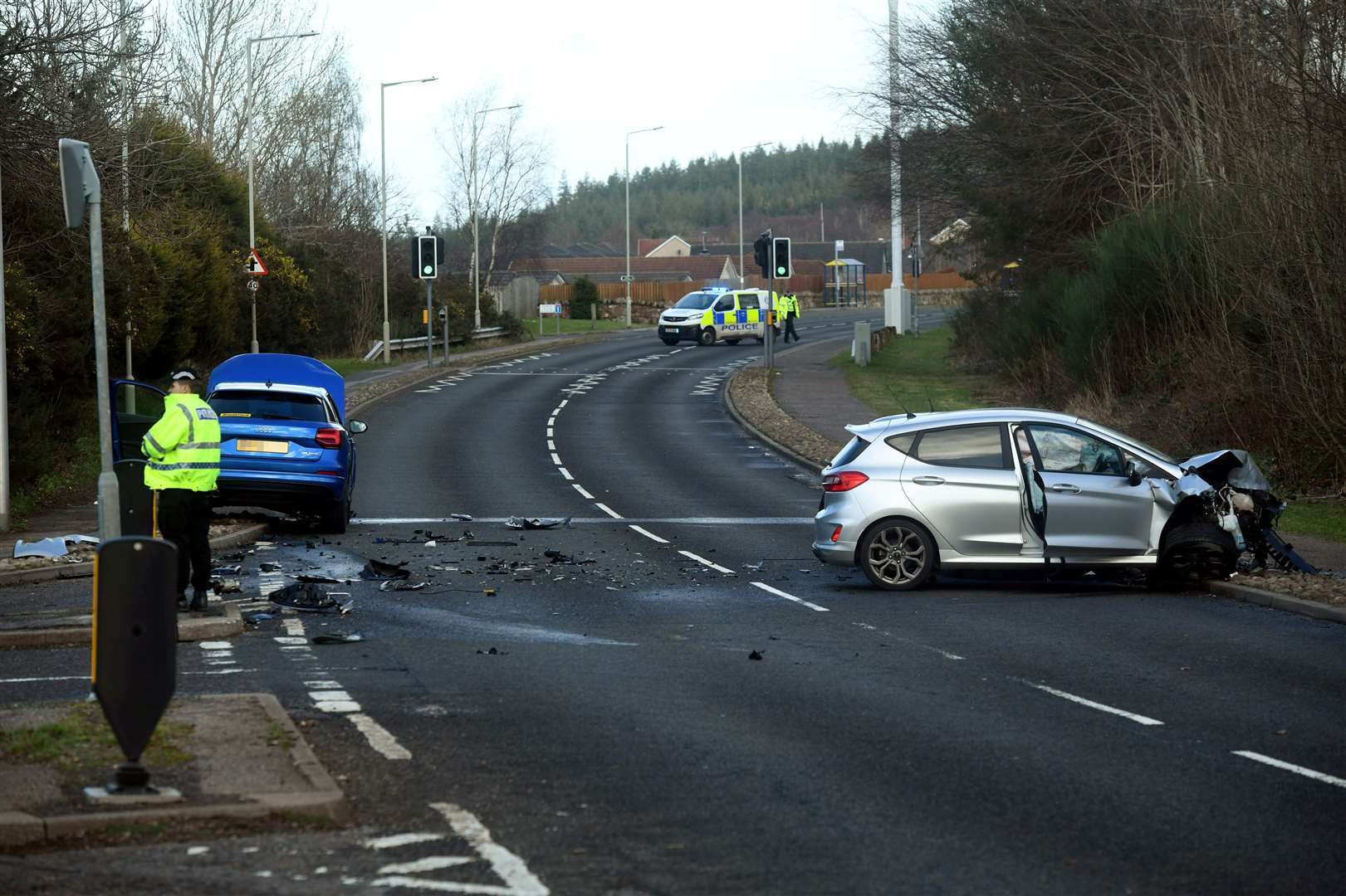 The scene at Sunday's crash that injured four people.