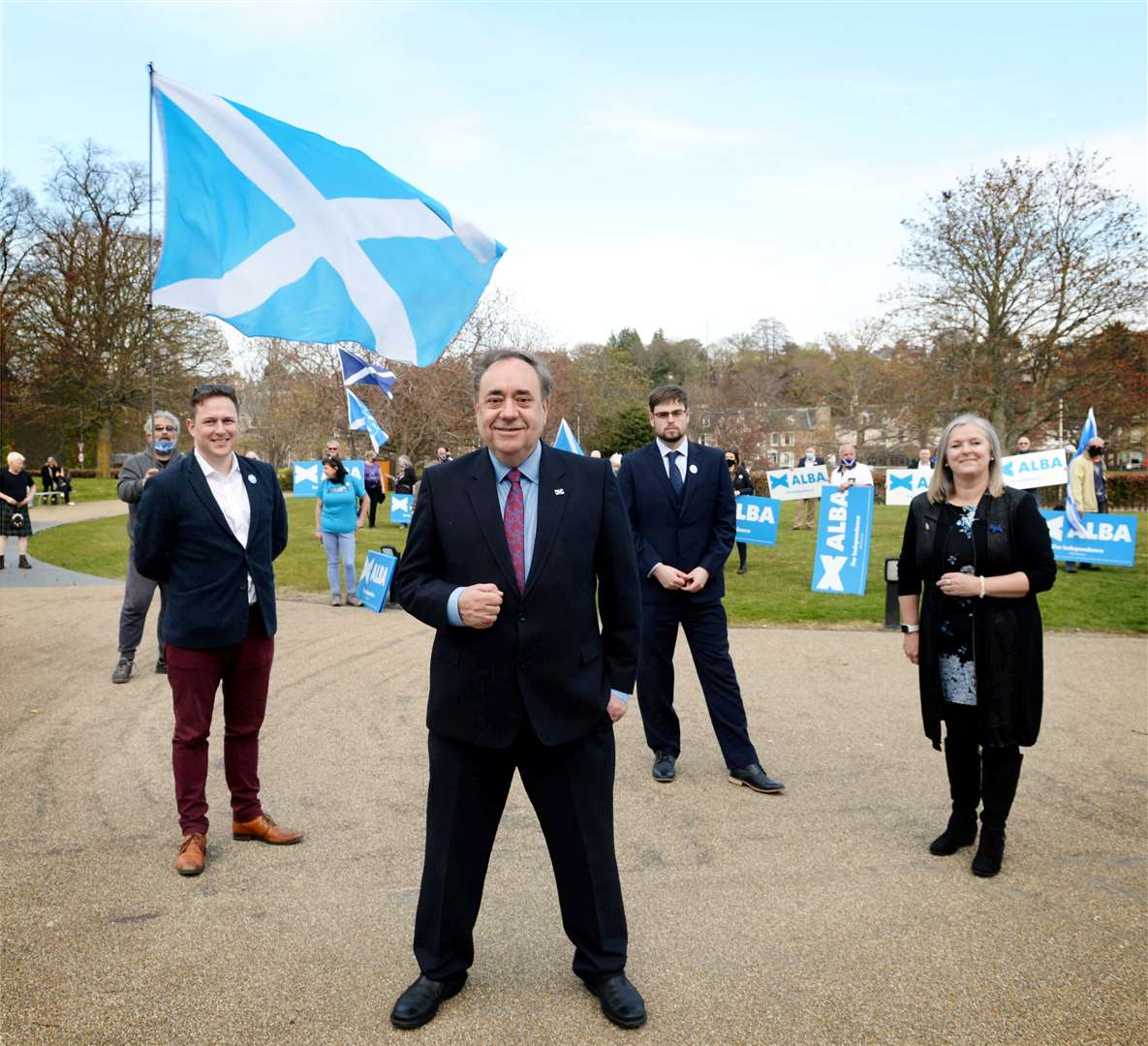 The launch Alba Highlands & Islands campaign also at Eden Court in 2021 with Kirk Torrance (left), Alex Salmond (centre), Josh Robertson and Judith Reid (right). Picture: James Mackenzie.