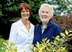 Flora Mackay (left) and Cecilia Bottomley in the grounds of Highland Hospice.