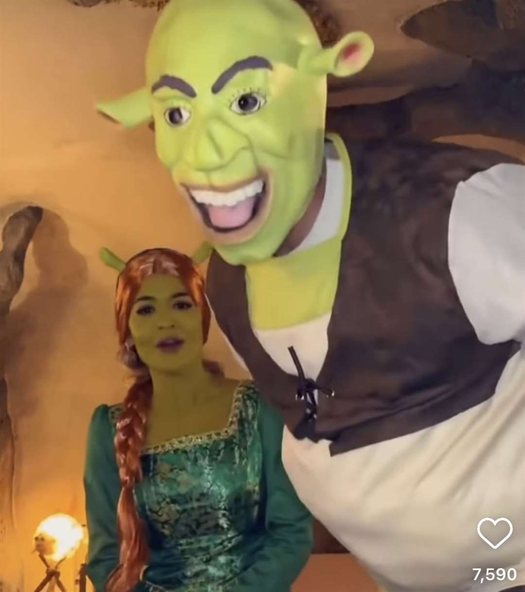 Rita Ora and Taika Waititi in character on their visit to Shrek's swamp.