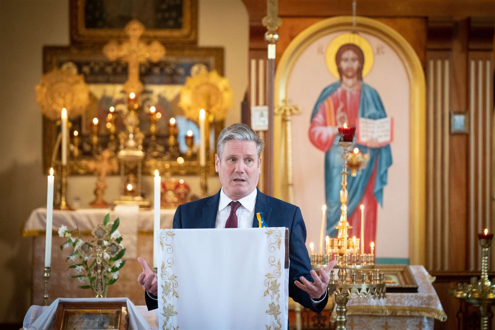 Sir Keir Starmer gave a speech during his visit on Tuesday (Stefan Rousseau/PA)