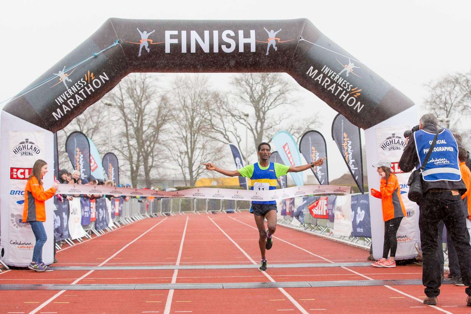 Winner of the Inverness Half Marathon, Netnay Ghebresilasie in a time of 1:06:48.