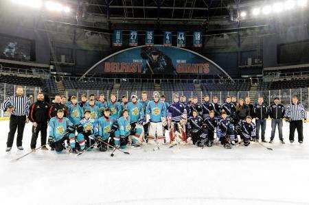 The Highlanders on a recent ice hockey trip to Belfast.