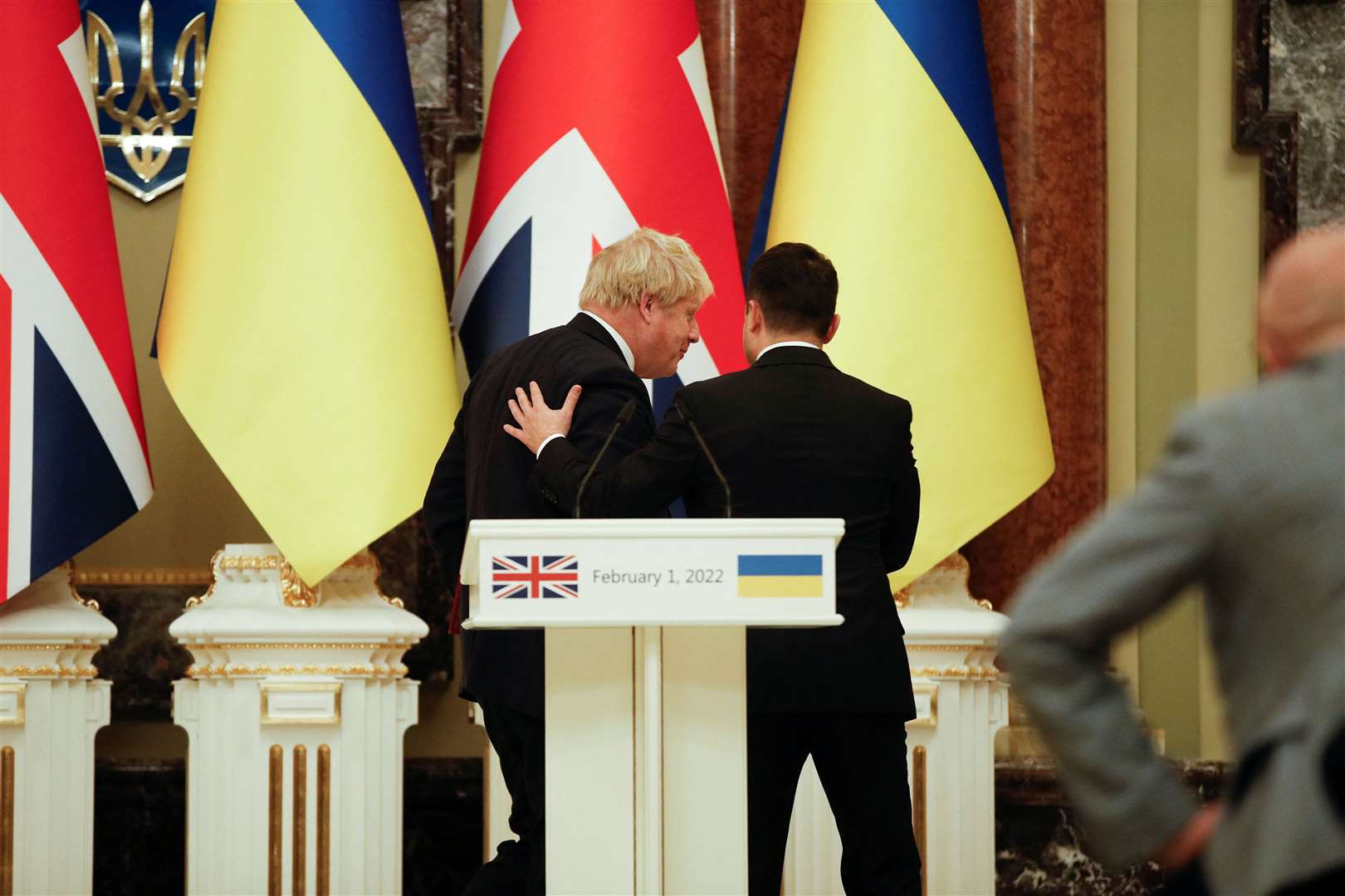 Prime Minister Boris Johnson with Ukrainian president Volodymyr Zelensky in Kyiv, Ukraine (Peter Nicholls/PA)