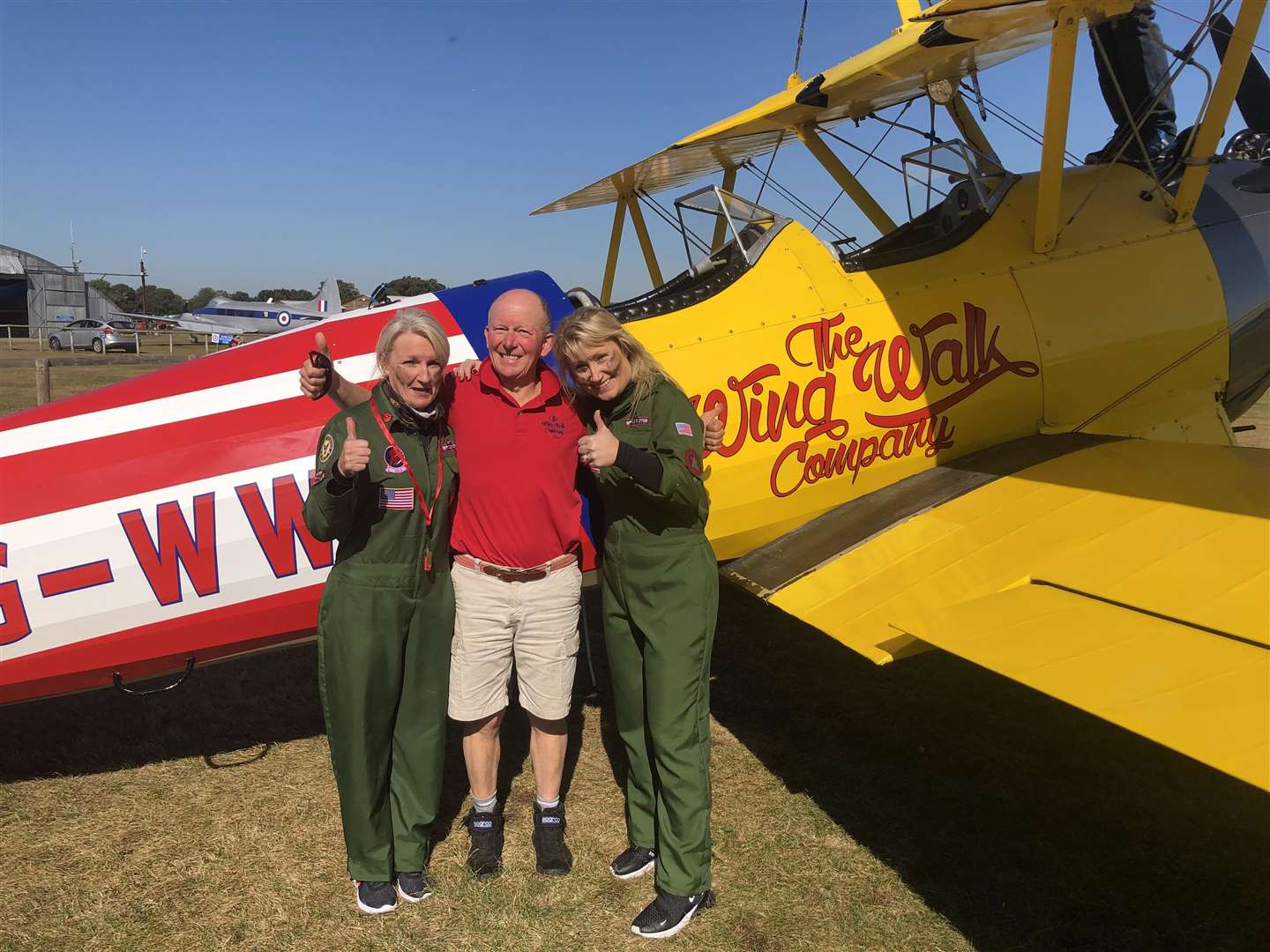 Morag McGilvray and Joan Mackenzie during their charity fundraising wing walk.