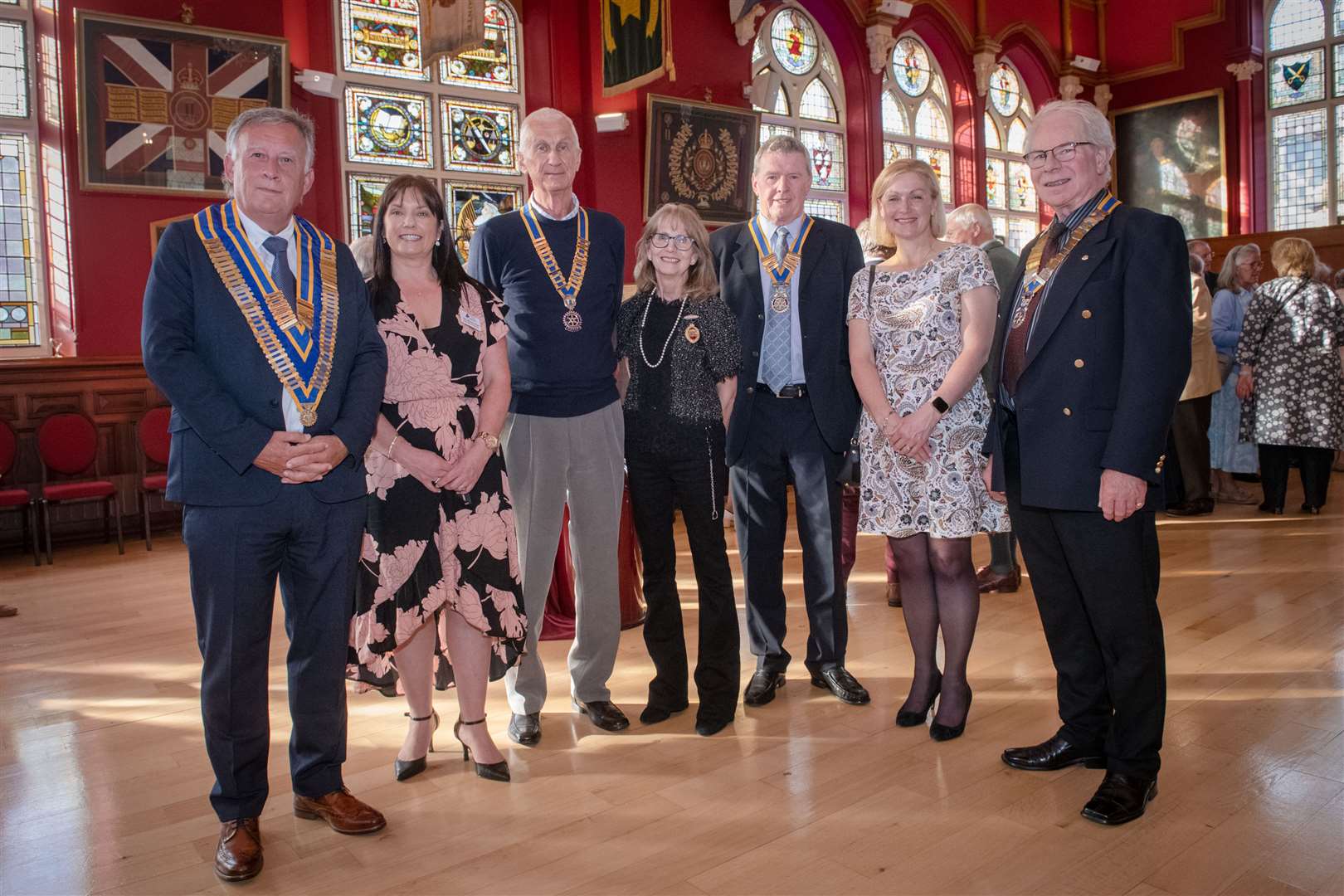 Celebrating the centenary of the Rotary Club of Inverness are president Alan Nelson, Morven Reid, Alan Goff, Inverness Provost Glynis Campbell-Sinclair, Alex Craib, Jackie Hendry and Ormond Smith.