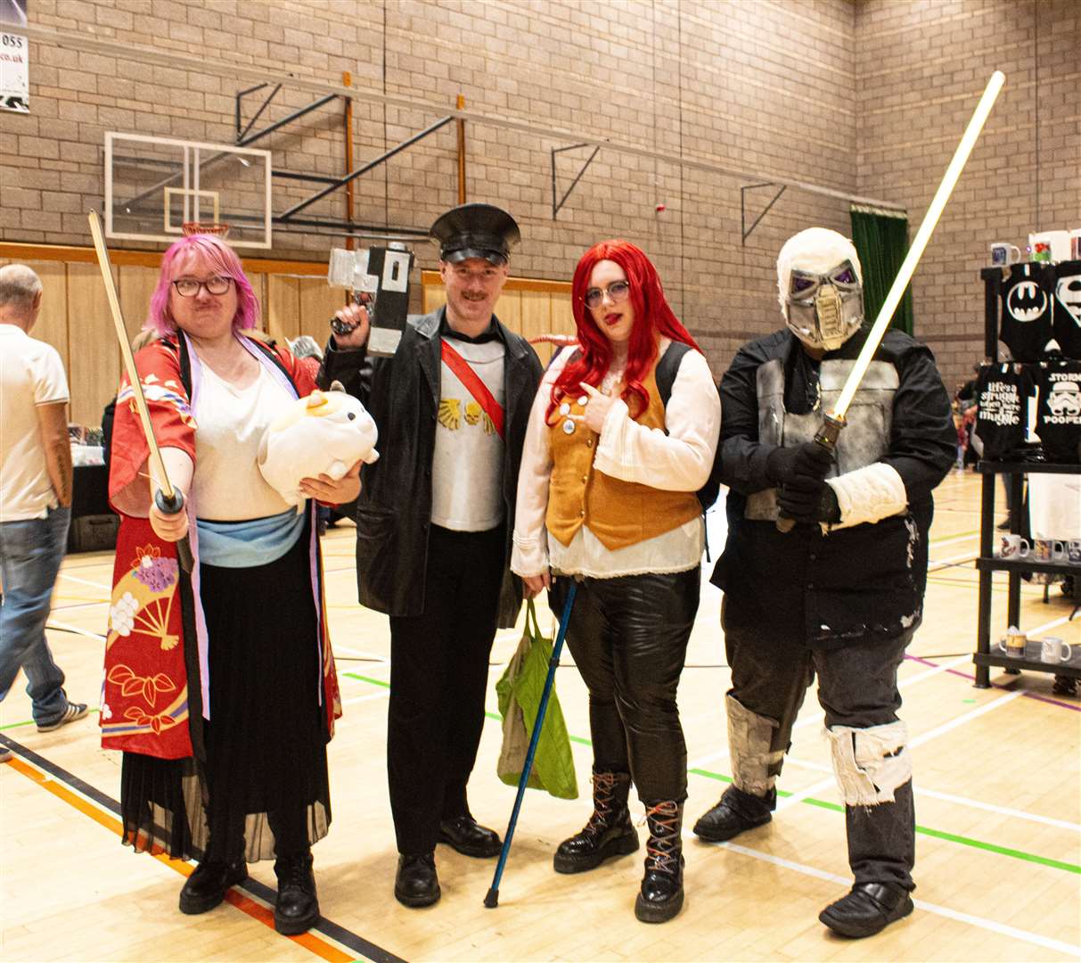Eorzea's Okayest Samurai (Charleigh-Ann Burn from Culloden), Warhammer 40k Commissar (Alan Munro from Inverness), Grill Sutcliffe from Black Butler (Hartlee Grant from Inverness), Sith Lord (Calum Sinclair from Halkirk). Photo: Niall Harkiss