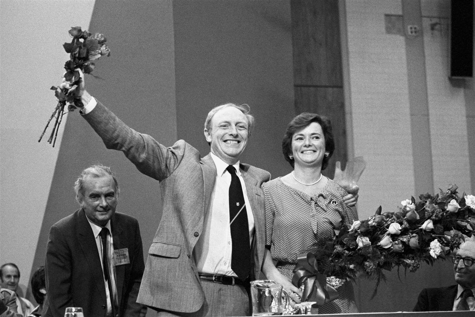 Neil Kinnock and Glenys following the announcement of his victory in the Labour Party leadership election in 1983 (PA Images)