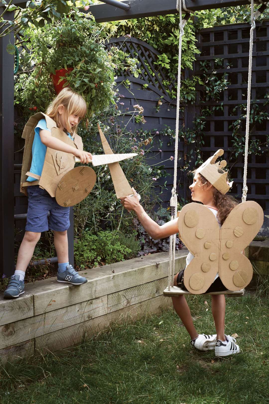 Cardboard costumes can provide hours of fun – to make and play with. Picture: Kate Whitaker/PA