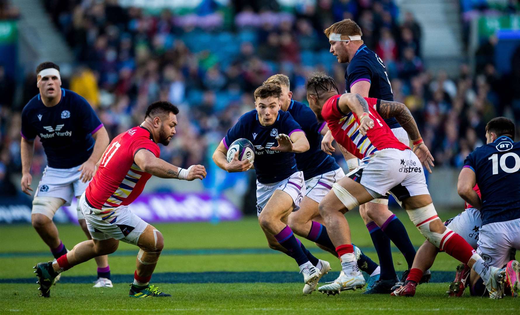 Jamie Dobie (centre) went from Highland’s minis to the Scotland national team – and now he will return to Inverness with the Glasgow Warriors. Picture: SNS Group/SRU