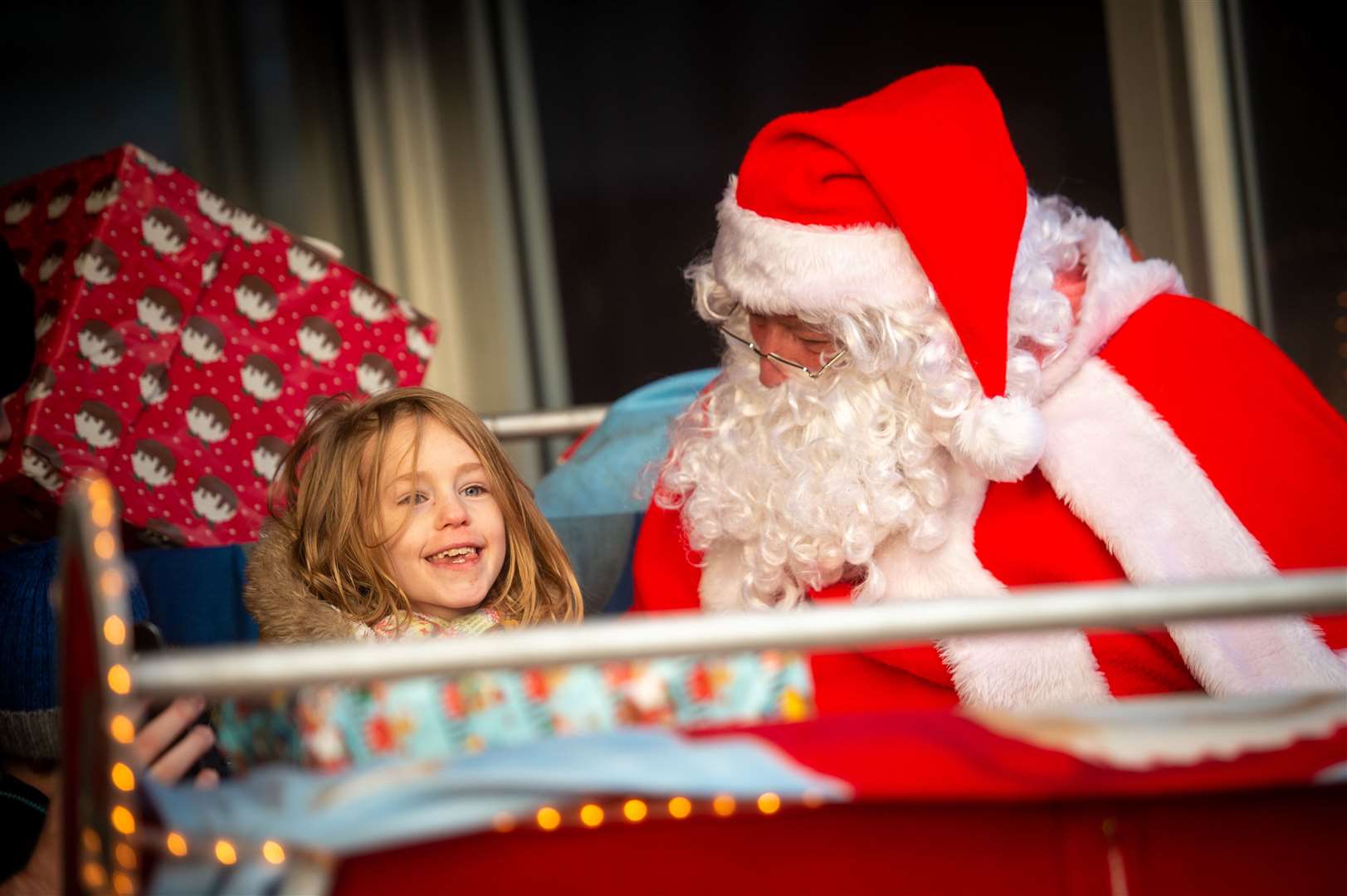 Sophie Lupin having a chat with Santa. Picture: Callum Mackay