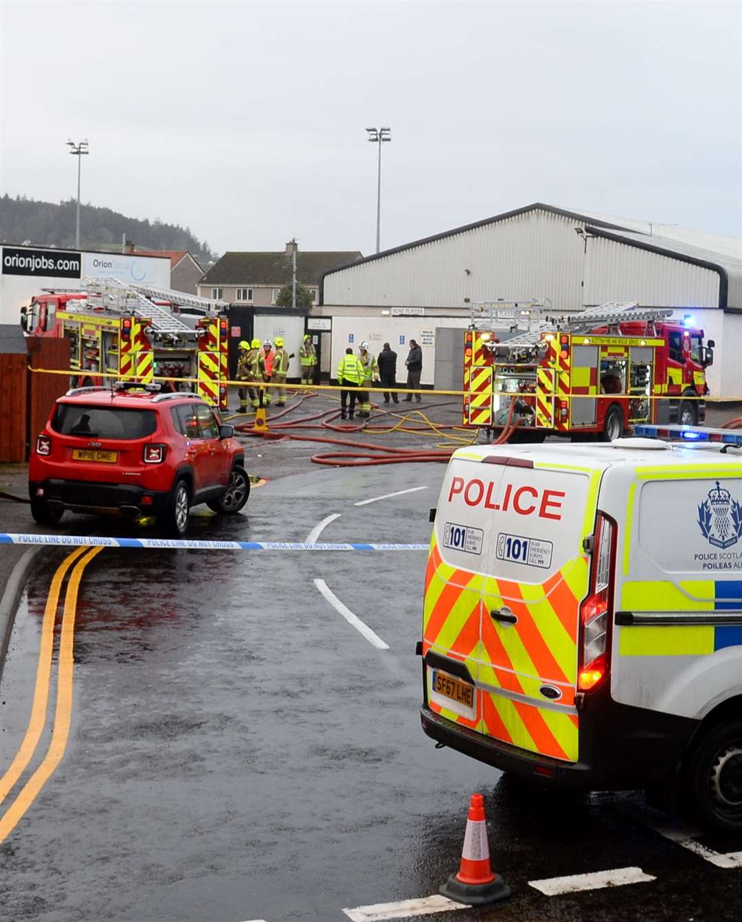 Fire broke out at Clachnacuddin's Grant Street Football Park on Christmas Eve.