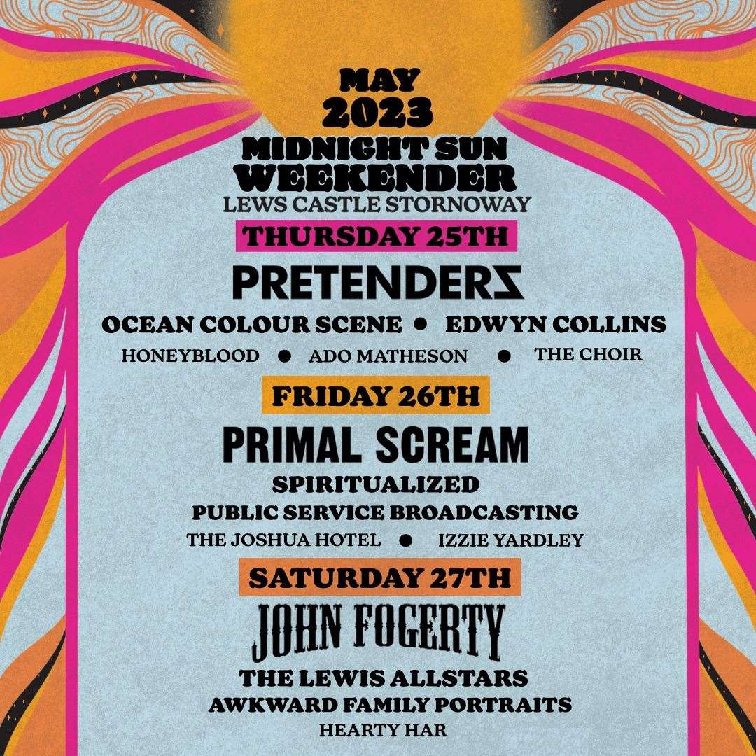 The Midnight Sun Weekender festival line-up.